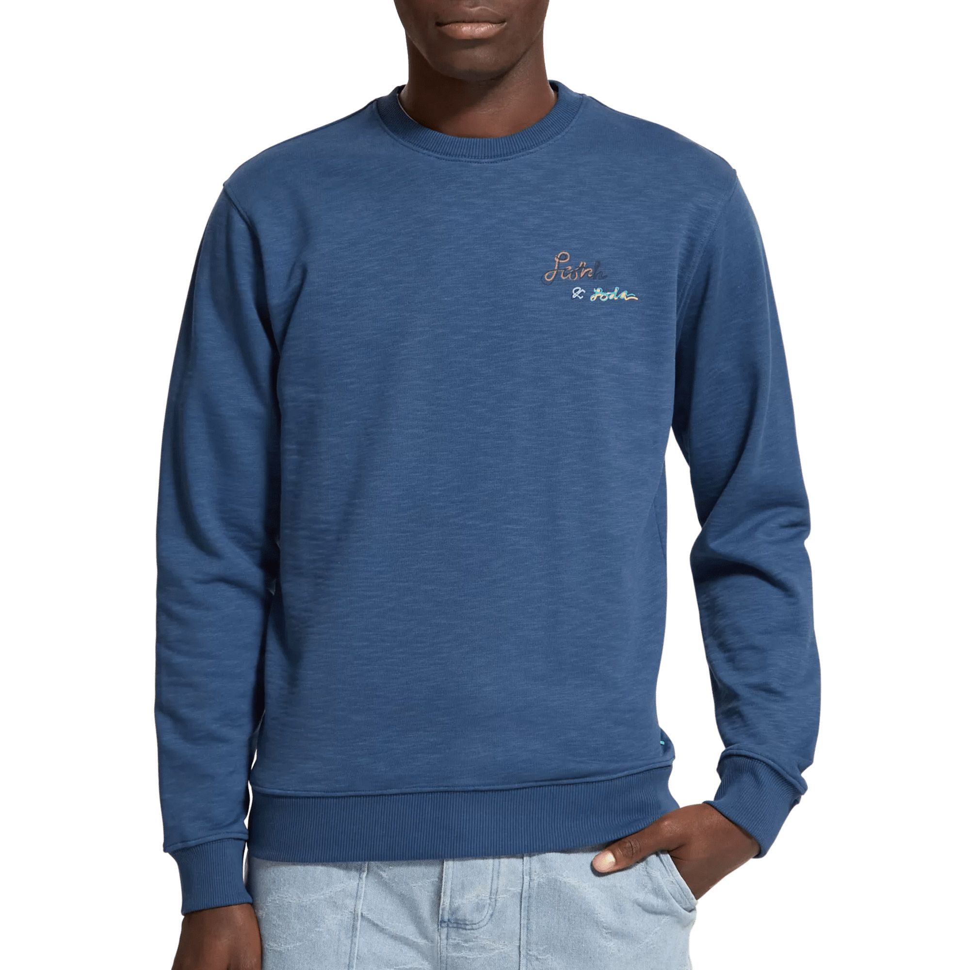 Groene SCOTCH & SODA Sweater CREWNECK LOGO FELPA SWEATSHIRT IN ORGANIC Cotton 217001